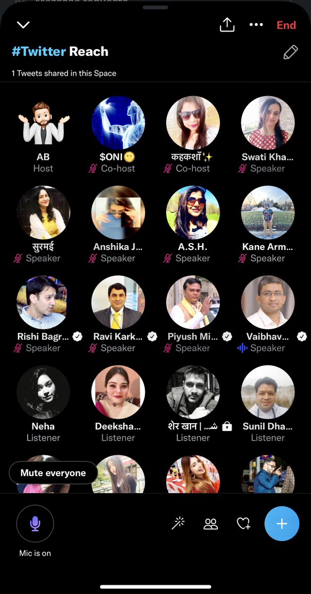 Thankyou for enriching us last evening with your valuable knowledge on Twitter Reach. Our panelists:<a href="/rishibagree/">Rishi Bagree</a> @Prafull_mbachai <a href="/ravikarkara/">Ravi Karkara</a> <a href="/Vaibhav_AAP/">Vaibhav</a> <a href="/PMLUCKNOW/">Piyush Mishra 🇮🇳</a> <a href="/mohandastg/">TG Mohandas</a> @iamraisini <a href="/ACP_SURINDER_K/">SURINDER JEET KAUR (ਸੁਰਿੰਦਰ ਜੀਤ ਕੌਰ) सुरिंदर जीत</a> <a href="/KaiserEjaz/">Ejaz Kaiser</a> 
Cohosts:<a href="/swatikhatri_/">Swati Khatri🌺</a> <a href="/priijain3/">कहकशॉं✨</a> @MagneticMan24 <a href="/star_jogan/">सुरमई SURMAii</a>