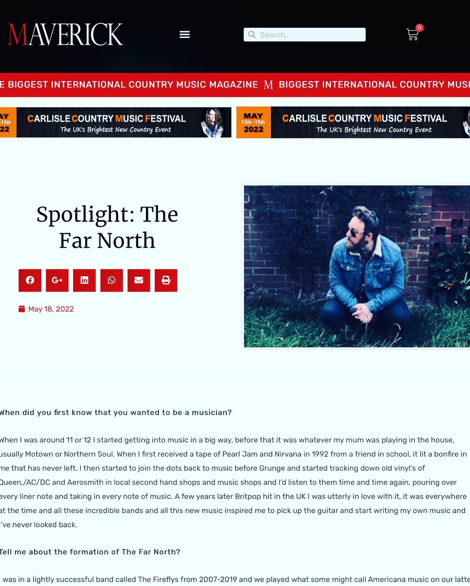 Thefarnorthband's tweet photo. VERY proud to announce that I’m the spotlight artist in this months @Maverick_mag, I’ve been a reader of this great publication for many many years and not for one minute did I ever think I’d be interviewed by the editor and featured under their “Top Picks”! #maverickmagazine 🤠 https://t.co/wdsI6UrKqt
