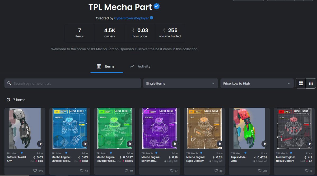 If you're priced out of the <a href="/CyberBrokers_/">CyberBrokers</a>, this is your chance to get exposure to the ecosystem. Mech components were airdropped to Lupis Mech arm and CyberBrokers holders. In the future, these components can be used to build your own Mech.