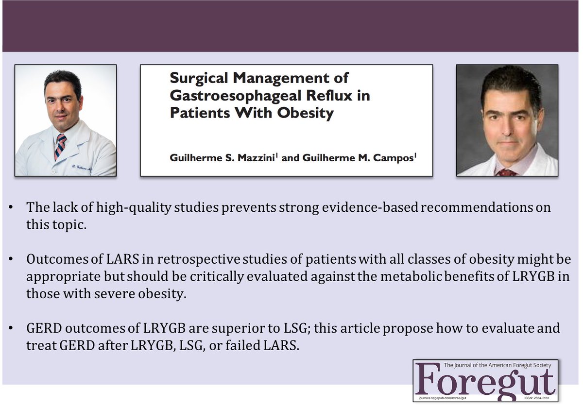 Foregut Journal (@foregut_journal) on Twitter photo Drs. <a href="/guilhermemazzi9/">guilherme_mazzini</a> & <a href="/DrGMCampos/">Guilherme Campos MD</a> review primary & revisionalāļøstrategies for #GERDā¤ļøāš„in patients with #obesity
Read the š here: journals.sagepub.com/doi/full/10.11ā¦
#foregut #surgery #heartburn #GITwitter #MedTwitter <a href="/VCUGenSurgRes/">VCU General Surgery Residency</a>
<a href="/VCU_Surgery/">VCU Surgery</a> <a href="/MISIRG1/">MISIRG</a> Drs. <a href="/guilhermemazzi9/">guilherme_mazzini</a> & <a href="/DrGMCampos/">Guilherme Campos MD</a> review primary & revisionalāļøstrategies for #GERDā¤ļøāš„in patients with #obesity
Read the š here: journals.sagepub.com/doi/full/10.11ā¦
#foregut #surgery #heartburn #GITwitter #MedTwitter <a href="/VCUGenSurgRes/">VCU General Surgery Residency</a>
<a href="/VCU_Surgery/">VCU Surgery</a> <a href="/MISIRG1/">MISIRG</a>