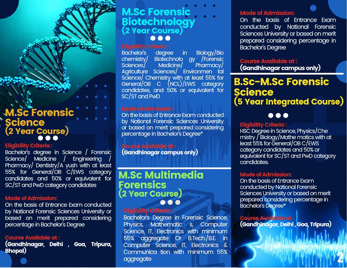 NFSU_Official's tweet photo. NFSU Admissions 2022-23 - School of Forensic Science
For more Information and Admission, Please visit: https://t.co/QBtB3lvPTb
#NFSU #admissions202223 #MScForensicScience #BScMScForensicScience #MScMultimediaForensics #MScForensicBiotechnology #PGinFingerprintScience https://t.co/vCGszCh8G7