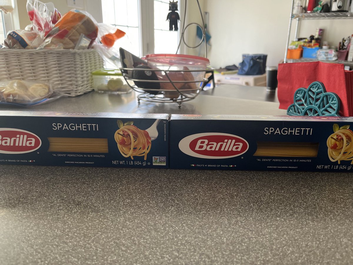 KarlaGolladay's tweet photo. @Barilla what’s wrong with this picture? Yep unopened boxes yet one is half empty. Somebody didn’t understand the assignment. #missingpasta #oops https://t.co/p91hvDijgw