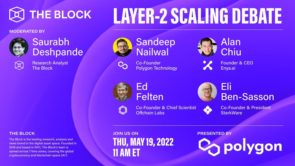 Come listen to the debate discussing Layer-2 Scaling 🎧

Join <a href="/alanchiu/">Alan Chiu</a> CEO &amp; founder of <a href="/bobanetwork/">Boba Network 🧋</a> and founders of <a href="/0xPolygon/">Polygon | POL</a> @OffchainLabs and <a href="/StarkWareLtd/">StarkWare (BTCFi arc) 🥷</a> 🫂

Sign up here! 👇
tinyurl.com/5xwrhdpw