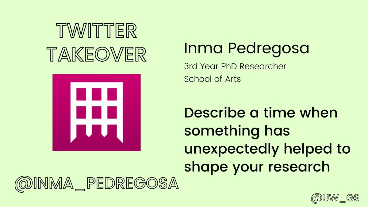 UoW_GradSchool's tweet photo. #TwitterTakeover
"Covid restrictions unexpectedly helped me collect data"
- Inma Pedregosa, 3rd Year PhD Researcher, School of Arts @uw_mad
#PhDShowcase #UoWGradFest22
@inma_pedregosa https://t.co/5VGF6DAzna