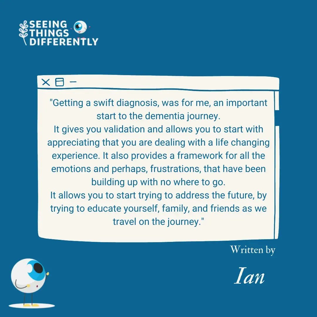 SeeingThingsDi1's tweet photo. Since the theme of #dementiaactionweek is #diagnosis we collected some quotes from people living with and caring for someone with #dementia or #raredementia. We hope these quotes give you an understanding of the importance and impact a dementia diagnosis can have. https://t.co/e2vGIpWCCq