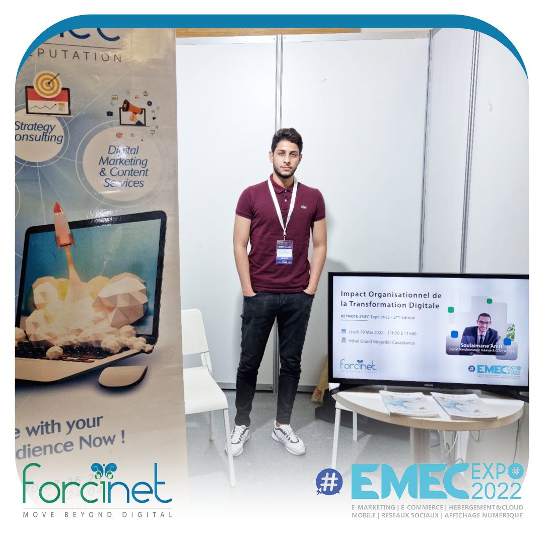 Forcinet's tweet photo. 📣 #MeetForcinet : 2ème journée à l'@emecexpo à l'Hôtel Grand Mogador à #Casablanca

Notre #ForciTeam est là pour vous accueillir, discuter avec vous de vos projets digitaux et de répondre à vos questionnements.

Visitez notre stand 😉

#Forcinet 
#EMECExpo2022 #Digital https://t.co/K8H3Ae83hq