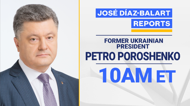 JDBalartMSNBC's tweet photo. COMING UP: Former Ukrainian President @poroshenko joins @jdbalart today on @MSNBC at 10amET/7amET to discuss the latest on the Russian invasion of Ukraine. https://t.co/fSWK4KKESh