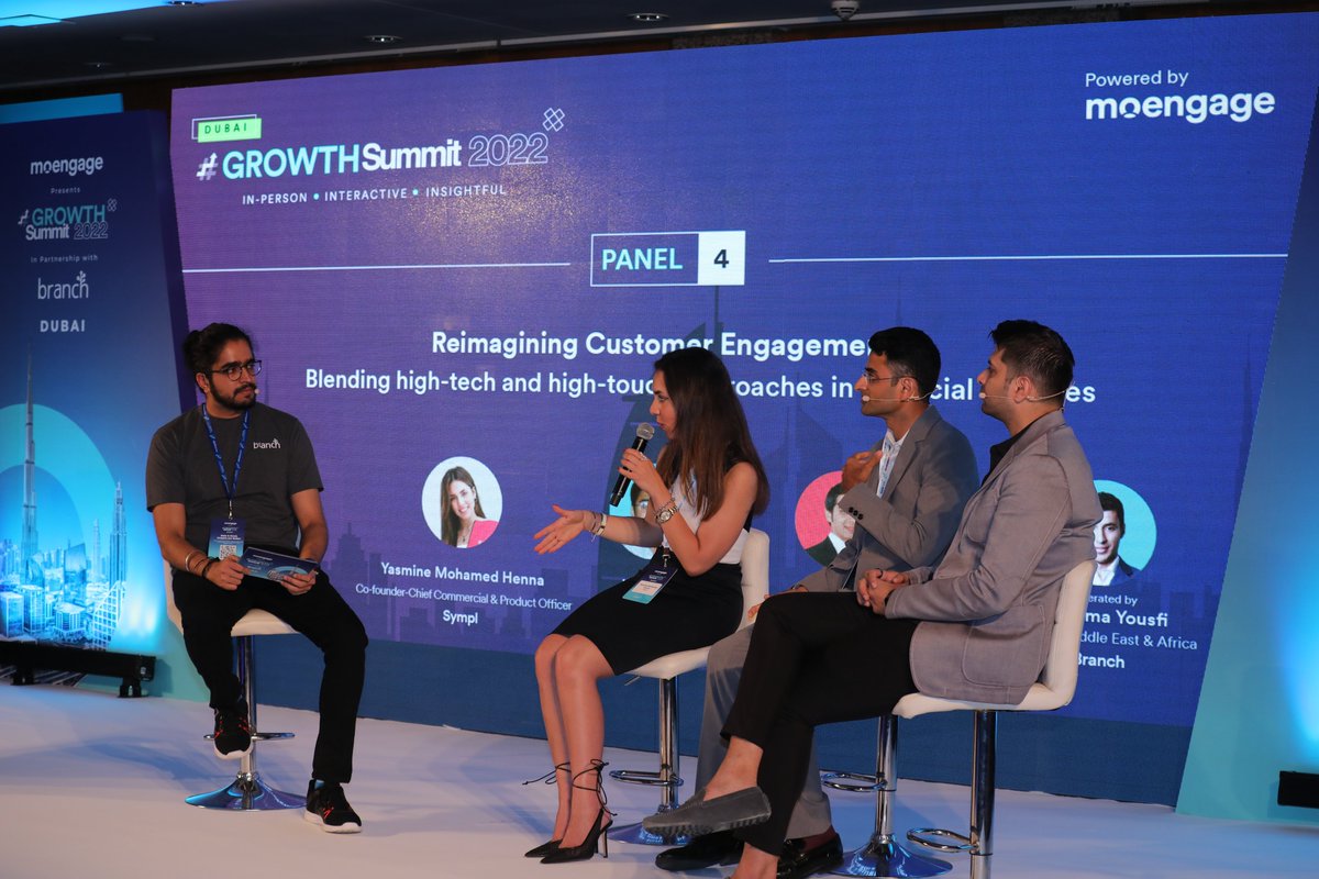 moengage's tweet image. [ LIVE from #GROWTHSummit2022 Dubai ]

Up next, we're joined by experts from @MashreqTweets, @rain, #Sympl and @branchmetrics to discuss "Reimagining #CustomerEngagement: Blending high-tech and high-touch approaches in financial services".
