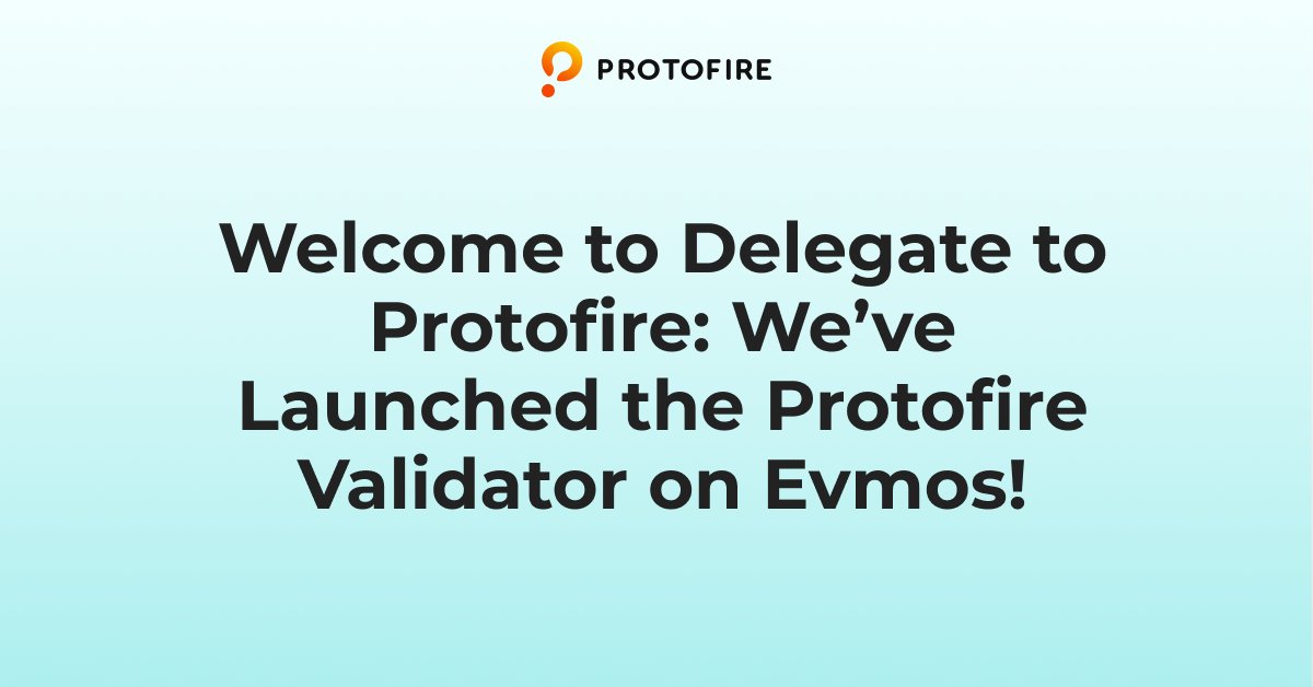 🔥🔥 Excited to share that Protofire has launched its validator on <a href="/EvmosOrg/">Evmos // evmOS ☄️</a>!
Through validation, we will add to the #Evmos #blockchain production network security &amp; boost staking.
🚀 Come delegate your assets to the Protofire Validator on Evmos!
docs.evmos.org