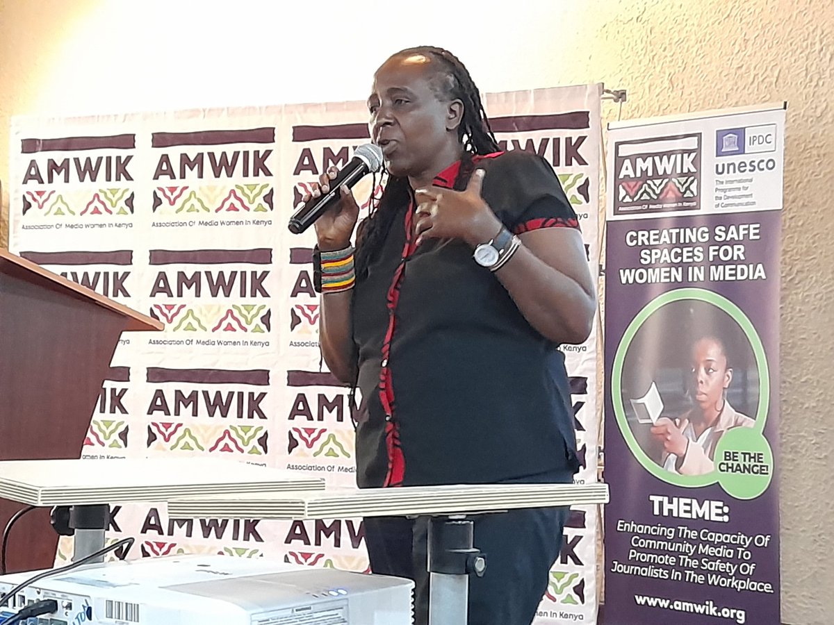 MaryanneWaweru's tweet photo. "Understand all forms of harassment that impede your work as a journalist, both in and out of the newsroom. Raise your voice, speak out against them. There are institutions available to support you such as @AMWIK ~ @NRugene  at #SafeCommunityMediaKE training for women journalists https://t.co/AngCmVsTBc