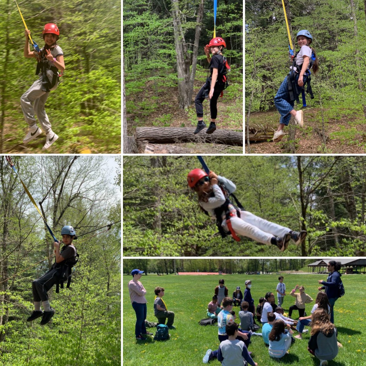Leman_Gr5's tweet photo. Day 1 highlights from @frostvalley include gliding through the trees, learning about outdoor living skills, &amp; exploring our new home away from home! #nature #greatoutdoors #teamwork #risktakers #memories https://t.co/Rrpmc4W9cT