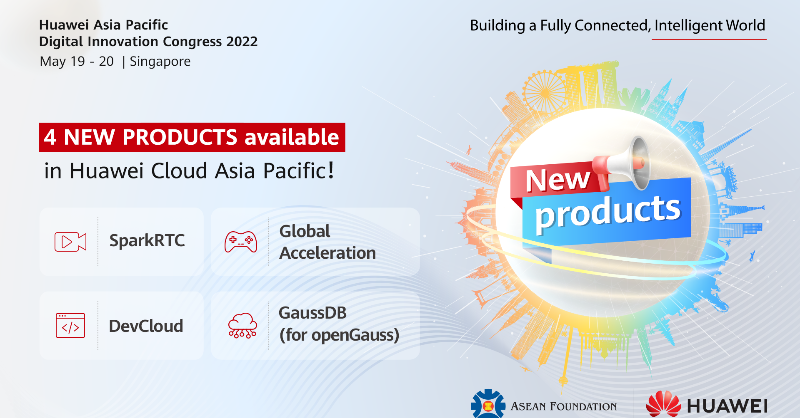 HuaweiCloud1's tweet photo. Sneak a peek at our newly launched products!

#HUAWEICLOUD announced 4 new products during the Huawei APAC Digital Innovation Congress 2022: SparkRTC, DevCloud, Global Acceleration and GaussDB (for openGauss).

Find out more: https://t.co/XTxdsGY3CY

#FORinnovationDigitalAPAC