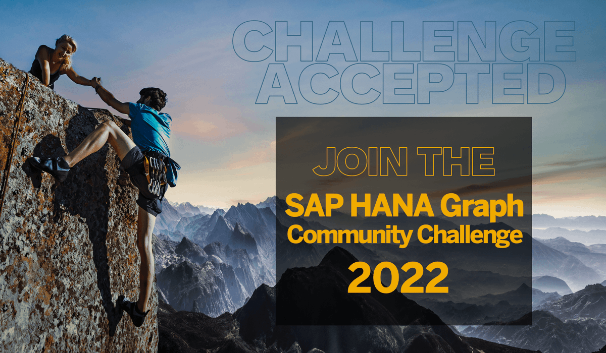 Challenge accepted! SAP HANA Graph Challenge 2022 - Submission open! blogs.sap.com/2022/05/19/cha… 
Join our upcoming #SAPCommunityCall (youtube.com/watch?v=oaSQu9…) at 5pm CEST today, in which the SAP HANA team will be kicking off the challenge.