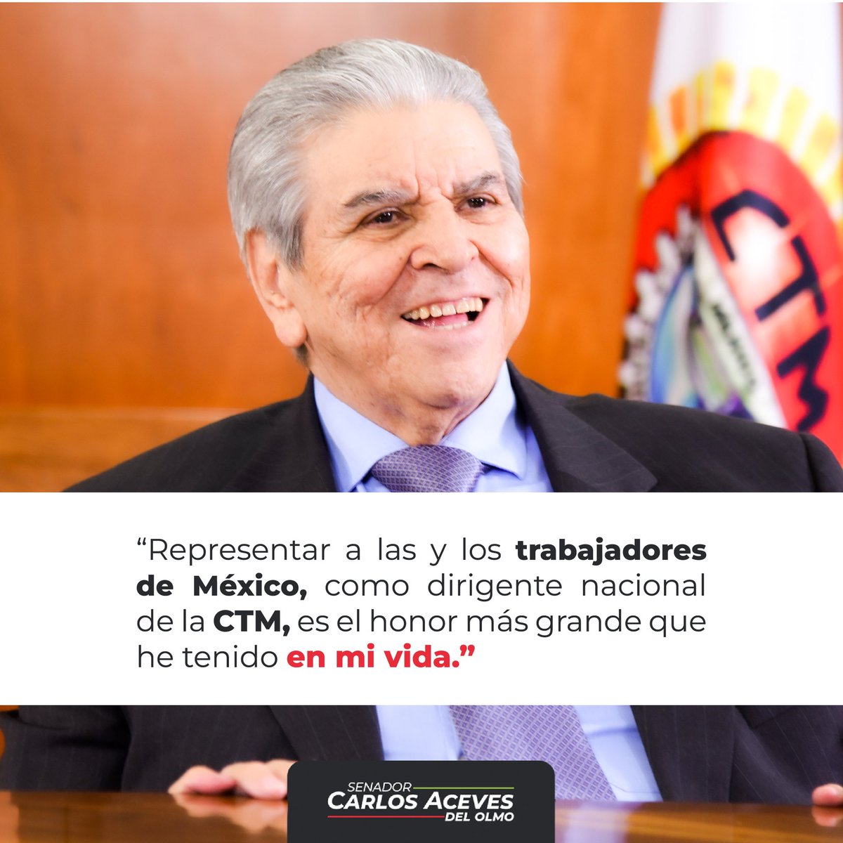 Como Secretario General de la <a href="/CTM_MX/">CTM Nacional</a> y como Senador de la República, mi compromiso es y será siempre con las y los trabajadores de México. 🇲🇽