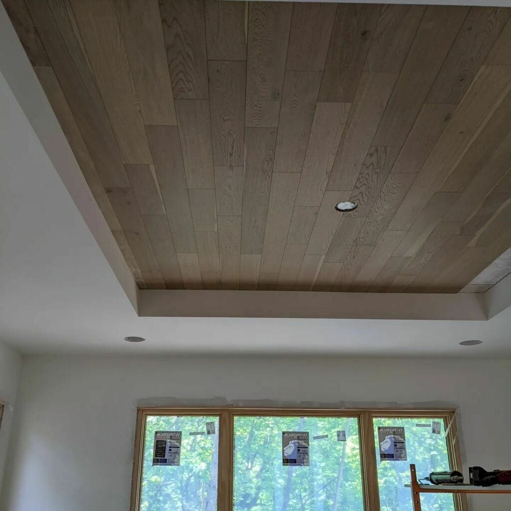 MonticelloHome's tweet photo. At the #Monticello_Prarie project we are getting to the part where all the time for selections, design discussion are able to be seen.  The carpenters got the wood ceiling in the master bedroom completed and cabinets are on site and should be getting ins… https://t.co/oDfSGyD8CJ https://t.co/5i1kUVpqV1
