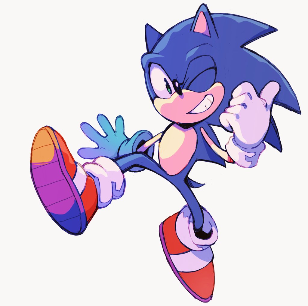 sonic the hedgehog 1boy gloves male focus solo thumbs up smile green eyes  illustration images