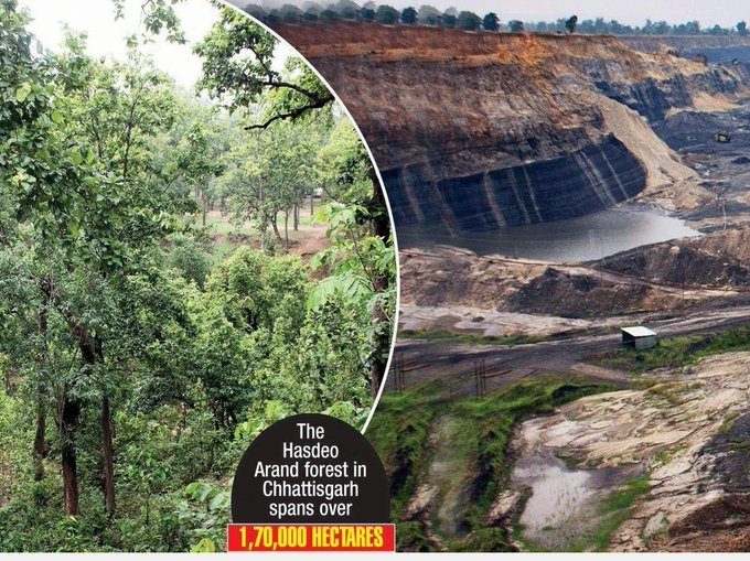 nahluwalia20's tweet photo. Mining in 2000 hectares of Hasdeo will lead to:
1)Axing of 450,000 old growth trees in a biodiversity rich area
2)Displacing 1000s of tribals who have lived in sync with nature for eons
3)Increasing man-elephant conflict
4)Accelerating #ClimateCrisis 
#SaveHasdeo #IndiaWithHasdeo https://t.co/IkRg1UJdkM