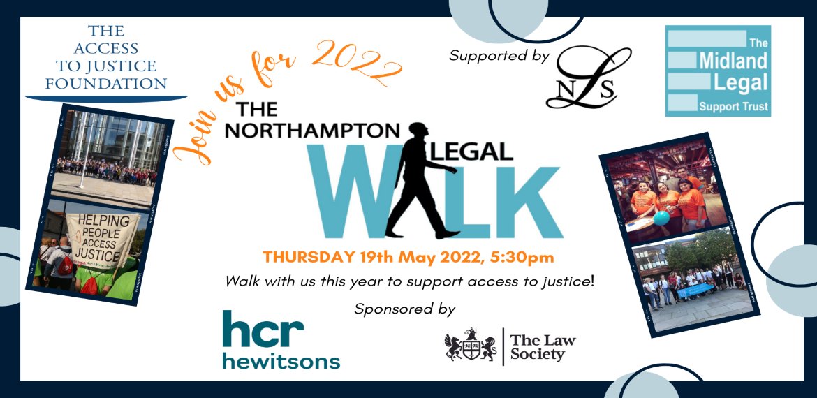 The sun is shining, time to get those walking boots out and join us on Northamptonshire Legal Walk. Starting at 5.30 from the Law Courts.....