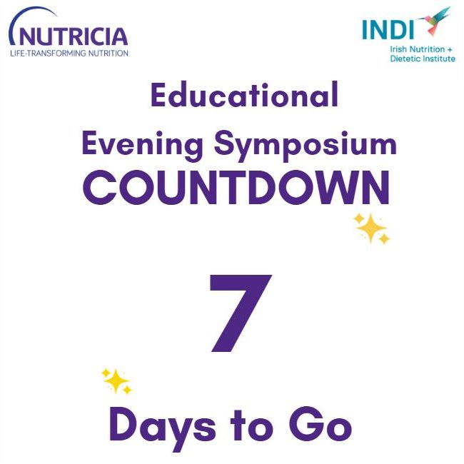 7 DAYS TO GO!! 

We cant wait to welcome you in person for the first time in 3 years!!

Register for our Nutricia &amp; INDI Educational Symposium taking place next Thursday 26th May, in the Westin Hotel, Dublin.

njuko.net/indi-nutricia-…

#NutriciaINDI22