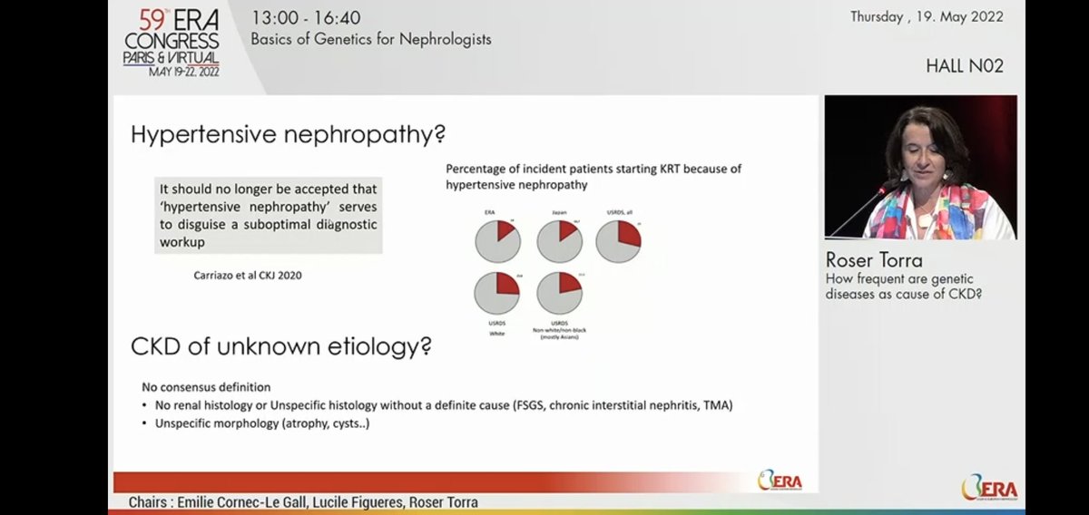 iamnephrologist's tweet image. 🌸BASICS OF GENETICS FOR NEPHROLOGISTS
♨️How frequent are genetic diseases as cause of CKD?
By Roser Torra, Spain

🔆Hypertensive nephropathy &amp;amp; CKDu: Are you unhappy with diagnosis?
👉Genetic diseases in CKD are often overlooked 

#ERA22 #GENera22