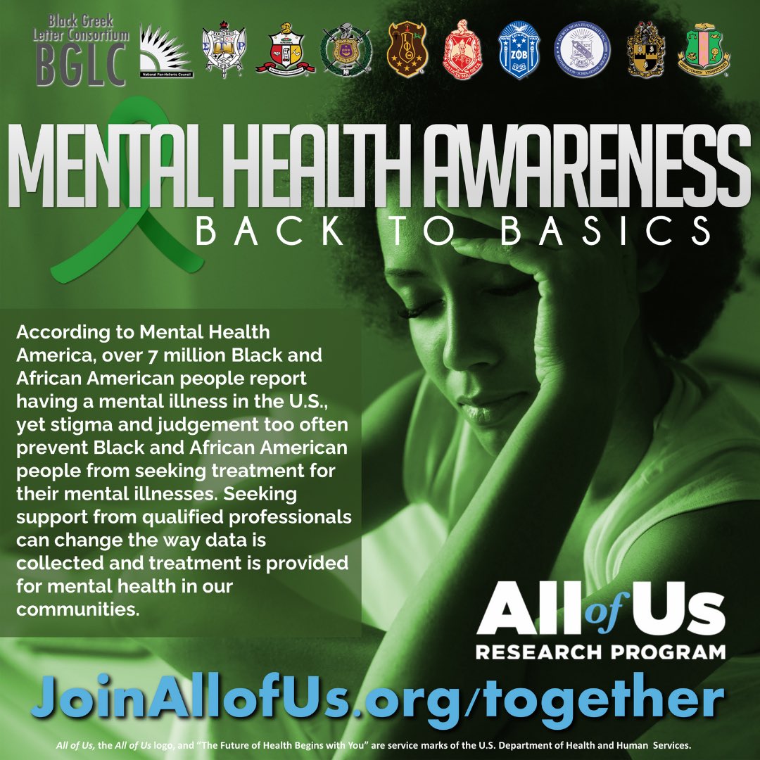 pbs_1914's tweet photo. Not seeking treatment for mental illness because of stigma and judgment is a risk not worth taking. Phi Beta Sigma is excited to promote positive mental health practices. Learn more about the All of Us Research Program at https://t.co/2iiqEAxcpa

#joinallofus #bglc #pbs1914 https://t.co/8MwIUdF0Zp