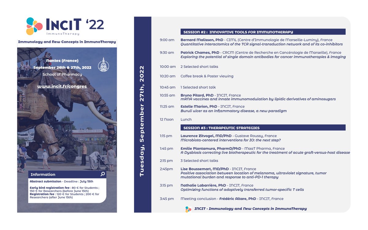 INCIT'22 : We are very proud to announce that Prof. Stanley Riddell (Fred Hutchinson Cancer Research Center) will give the Keynote of our meeting : « Design of synthetic receptors for signaling and costimulation in T cells ». More information on incit.fr/congres-incit-… #incit