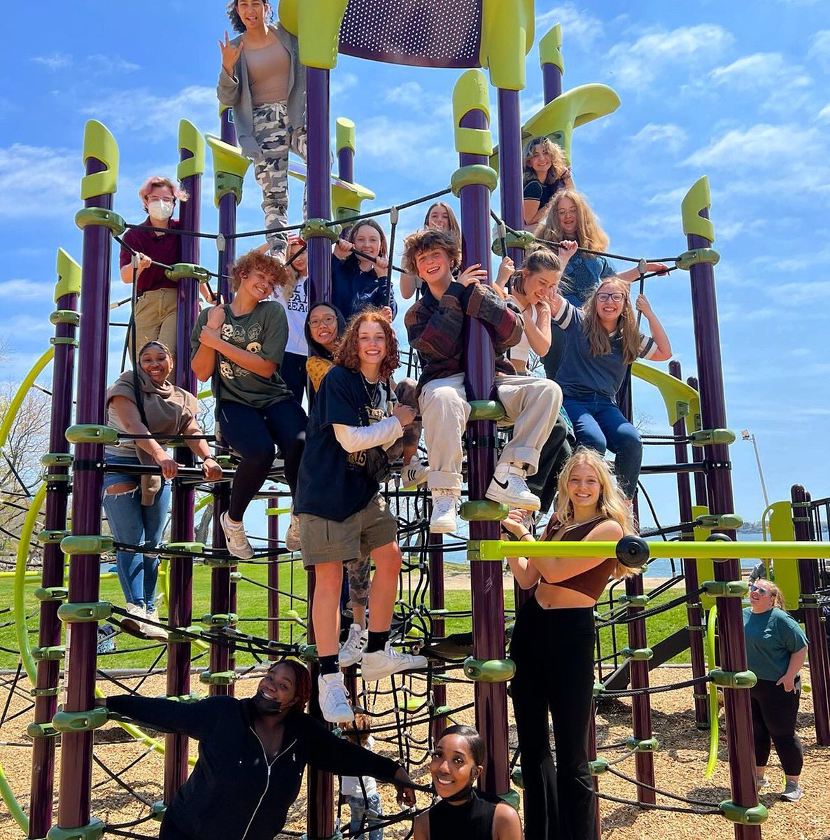 Developmental Psychology Class spent some time outside exploring rough-and-tumble play. #psychology #WomenInSTEM