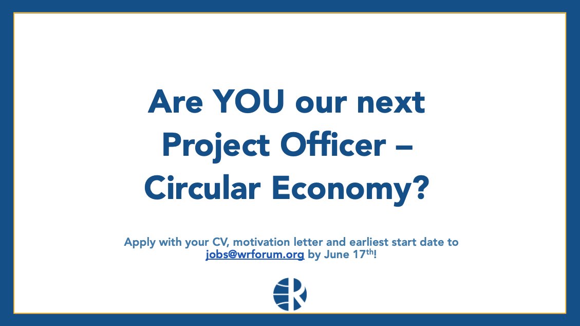 We're hiring!

Do you master #lifecycleassessment, have technical and policy knowledge of the #circulareconomy and wish to have an impact for sustainable #electronics?

We'd love to hear from you!

👉Read more &amp; apply by June 17th: wrforum.org/wp-content/upl…