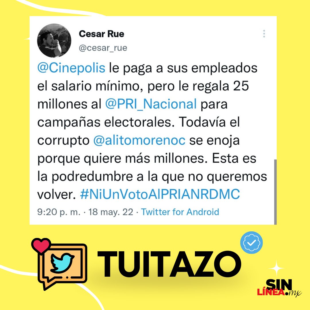 SinLinea_Mx's tweet photo. Tuitazo ‼️ de @cesar_rue https://t.co/hyyeK8Xvor