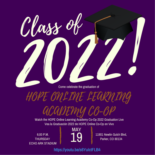 Watch the HOPE Online Learning Academy Co-Op 2022 Graduation Live
Vea la Graduación 2022 de HOPE Online Co-Op en Vivo
youtu.be/s6YuIctFLB4