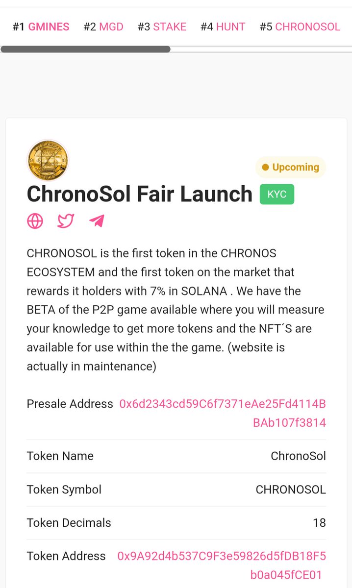 IkkiMichiru's tweet photo. @satoshigemsNOW Chronosol about to start its pre-sale ... in the top 10 trends in pinksales ... with rewards in Sol let's go!!!! #Metaverso #Solana #gem #nft 
@EcoChronos
  #MetaverseNFT https://t.co/WGl3Jt7Fxp