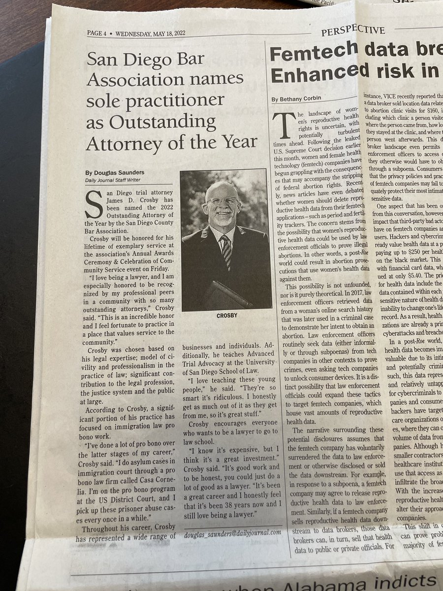 FullKorrPress's tweet photo. Fun PR times when your client & friend is the @sdcountybar’s “Outstanding Attorney of the Year.” So well deserved, way to go @crosbyattorney! #sdlaw #sololawyer #CALitigation https://t.co/cxv9hHYXDt