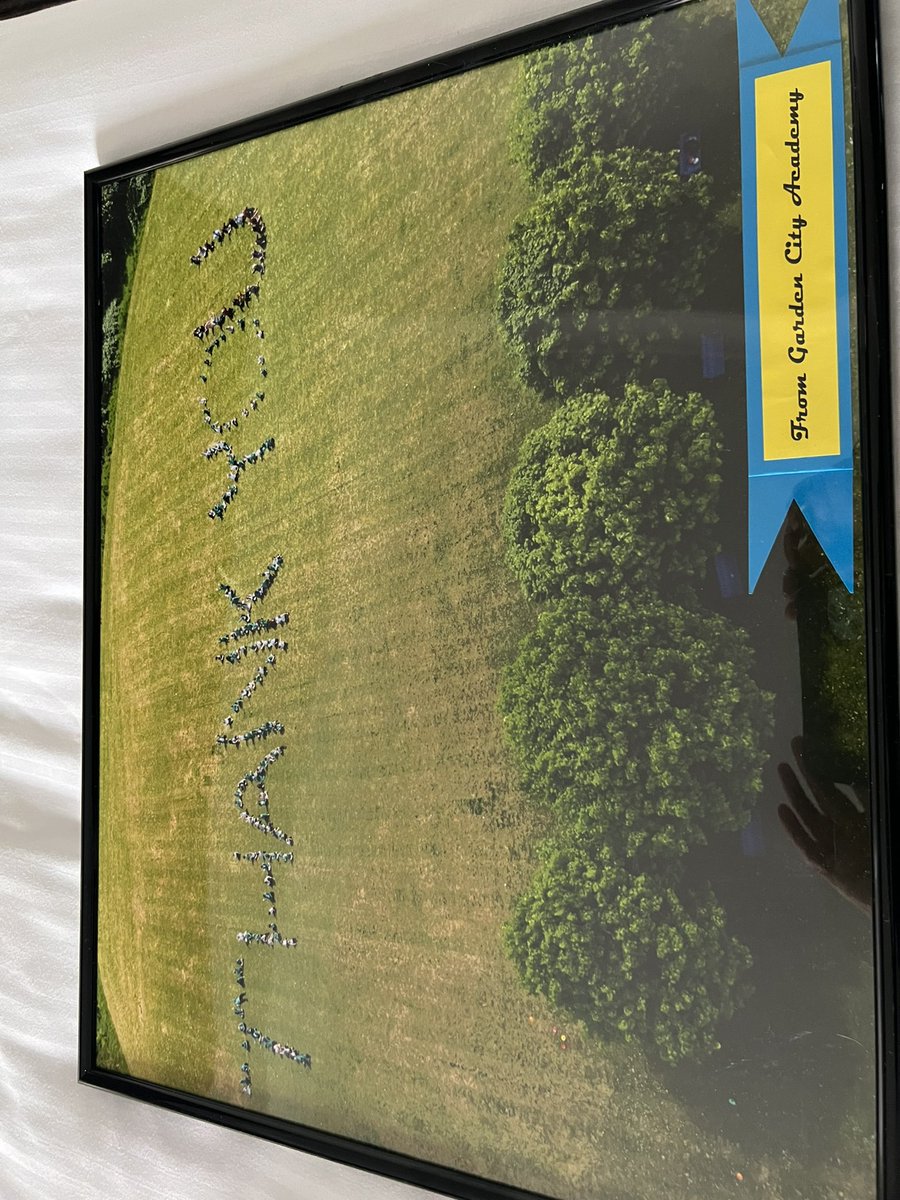I’ll always remember our first school. <a href="/theGCAway/">Garden City Academy</a> Thankyou for such a special visit and assembly that brought a tear. The plaque means I’ll always be there in spirit, the glass perfect for spirit, the t shirt close to my heart and the photo of you all keeps you in sight. 🙏🙏🙏