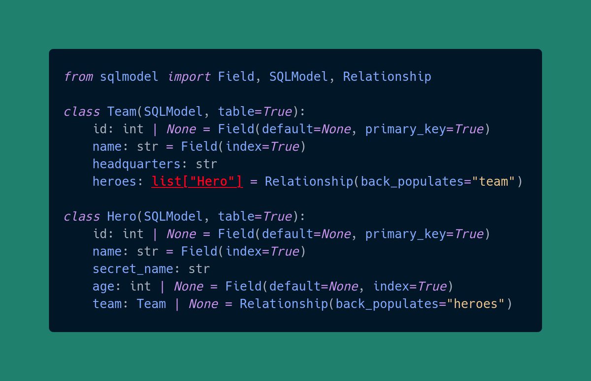 kerne1pan1c's tweet image. With pydantic v1.9.1 released you finally can use new type hints to unleash their full potential with your favorite ORM!
#python #pydantic #sqlmodel