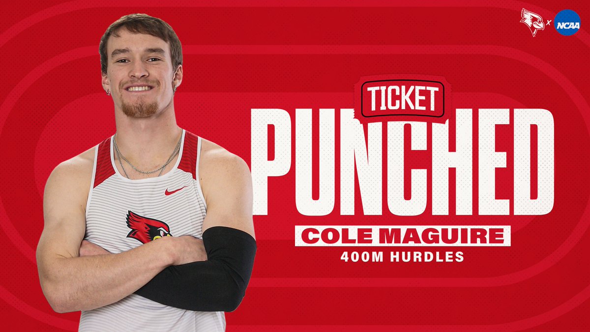 RedbirdTFXC's tweet photo. Ticket punched 🎟️

Cole Maguire will represent Illinois State in the 400m Hurdles, making his first appearance at the NCAA West Prelims!

#redbirdTFXC | #WeAreOne https://t.co/nXirikdwH5