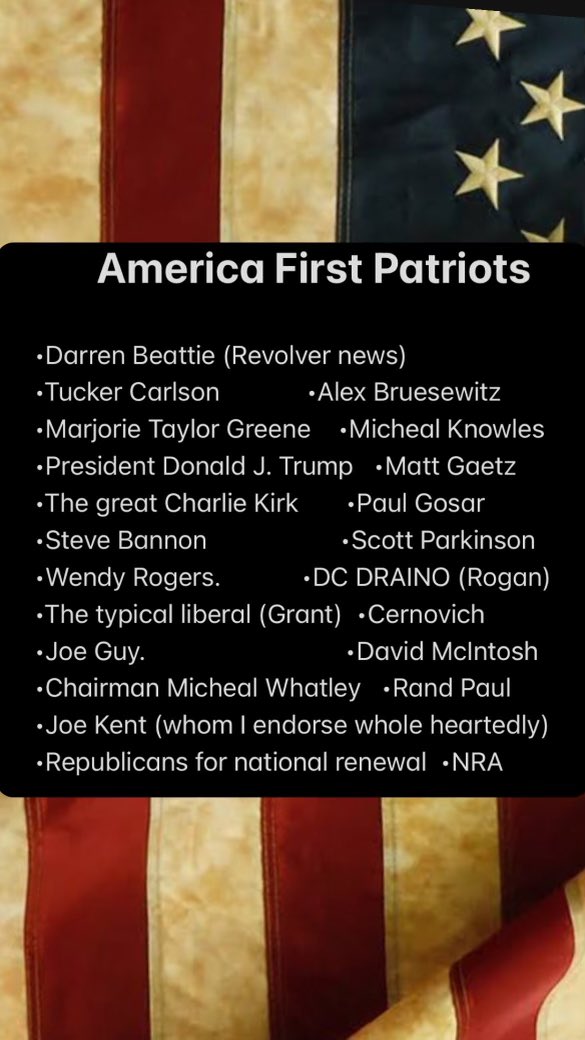 realcawthorn's tweet photo. When the establishment turned their guns on me, when the Uni-party coalesced to defeat an America First member, very few people had my back.
This list includes the lion’s share of figures that came to my defense when it was not politically profitable. https://t.co/3Afk6houIA