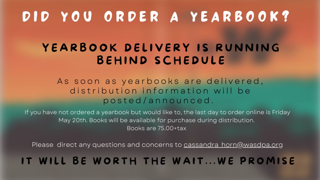 Update on yearbooks... we will announce the delivery date as soon as the company lets us know!