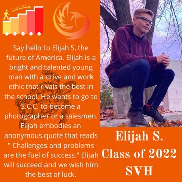 The next senior we are highlighting is a gem. Elijah is not only part of our academy program but has been instrumental with his work on our school yearbook. Thank you Elijah for your time, talent, and passion for learning. #svh #grad2022🎓 #wvsd #spokanegrad #spokanevalley