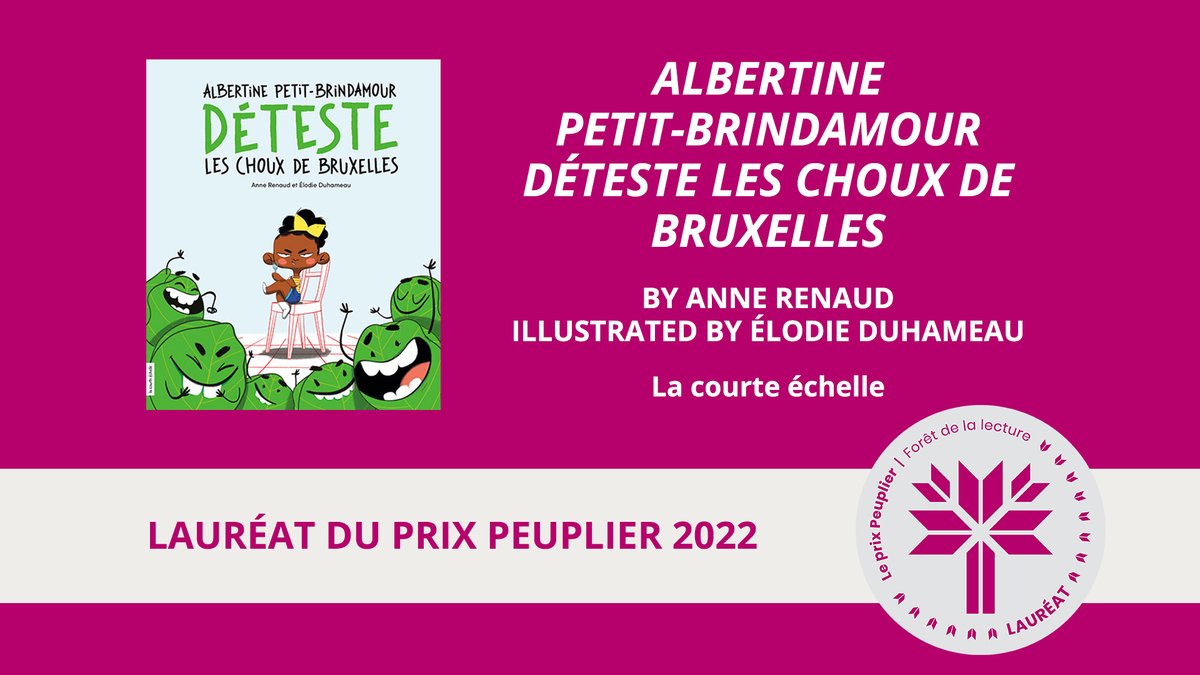 cbcbooks's tweet photo. Félicitations! Congratulations! To the Le prix Peuplier winner in today's @ForestofReading French-language awards ceremony. #foretdelalecture #forestofreading
https://t.co/5GKQ8k59yJ https://t.co/AQOipg2S9m