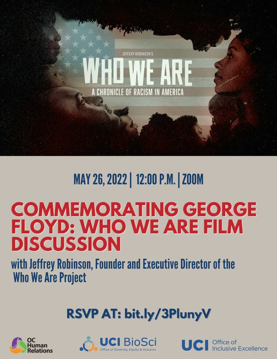Join us for a virtual film screening and a discussion of the documentary Who We Are: A Chronicle of Racism in America (2021) with Jeffrey Robinson, Founder and Executive Director of of the Who We Are Project on May 26 at 12 pm. RSVP at: buff.ly/3lqcvoA