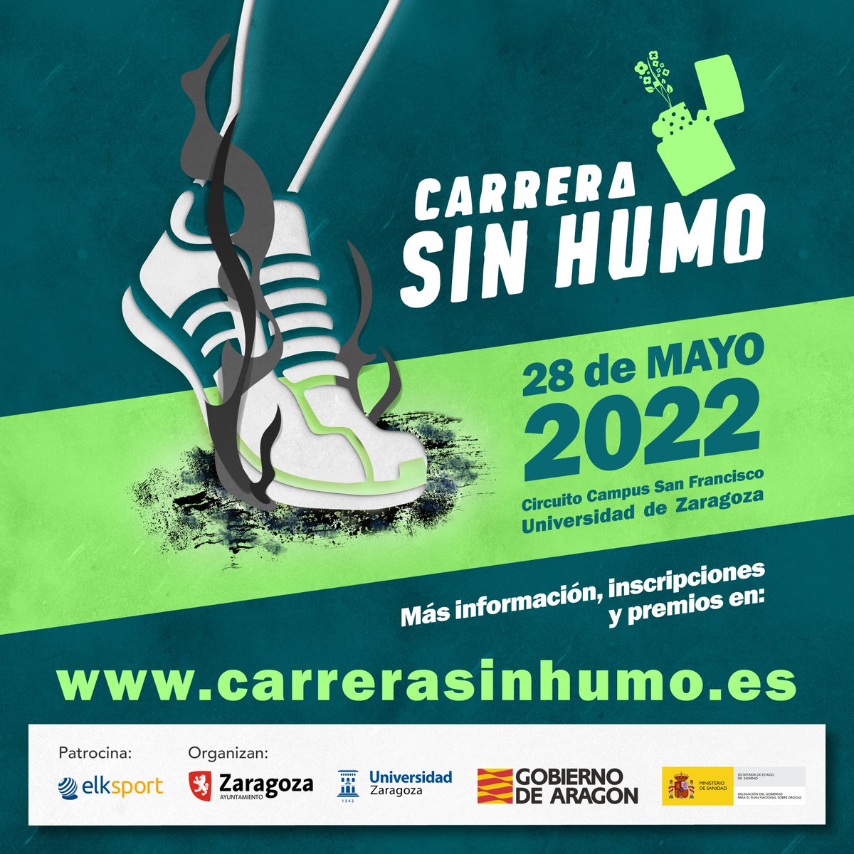 El 28 de Mayo, Día Mundial sin Tabaco llega la #carrerasinhumo en el Campus de San Francisco de <a href="/unizar/">Universidad Zaragoza</a>  para sensibilizar sobre los efectos nocivos del consumo de tabaco, y sobre los beneficios de la práctica de actividad física.

carrerasinhumo.es

#CMAPA