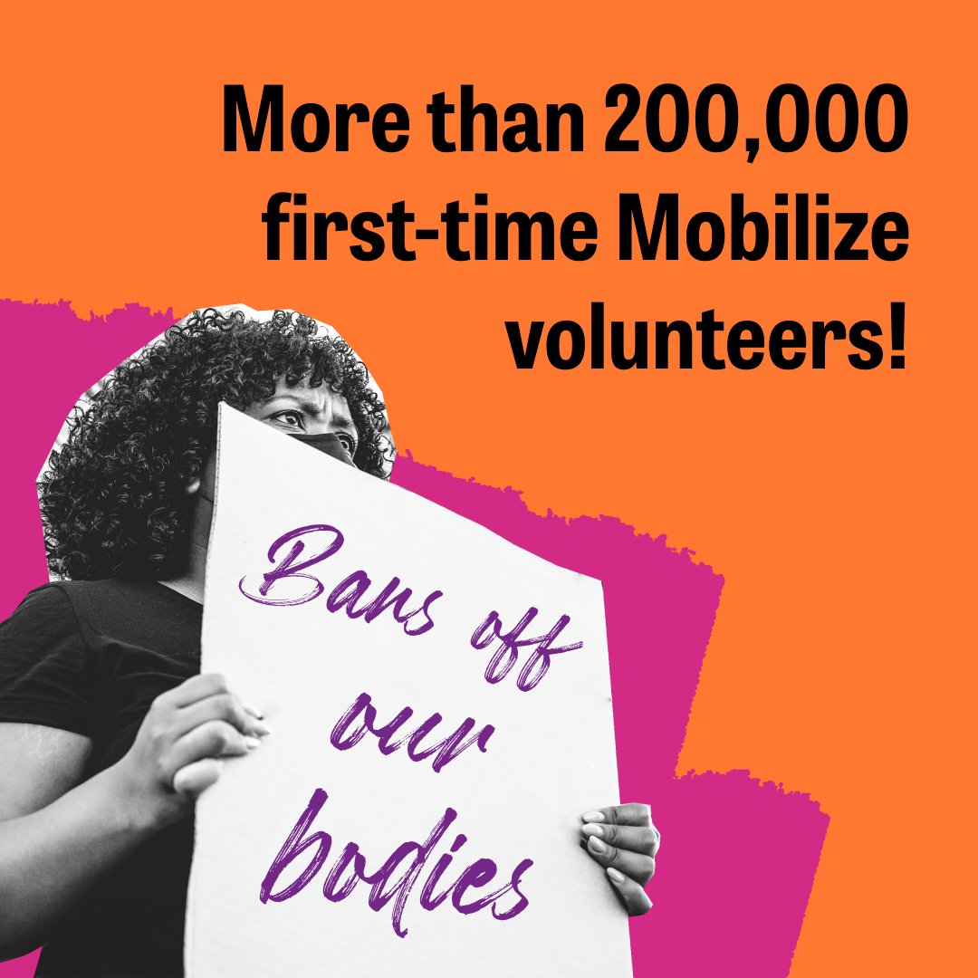 LetsMobilizeUS's tweet photo. You blow us away with your commitment: Last week we saw over 1M visitors on https://t.co/y248ldyQY9 and over 200k first-time volunteers. The hundreds of #bansoffourbodies rallies sent a strong message: We’re going to keep fighting like hell to protect abortion access. https://t.co/A0k5jQTw6J