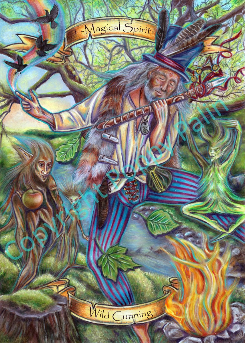 Here's version two of my revamped art of the Magician card which was called Cunning Man - Magical Spirit in the original Wild Spirit Tarot deck. I'm trying out two new names for the revamped card here. Which do you prefer? Video Part Two: youtu.be/O8WmnPvlT8o #WildSpirit