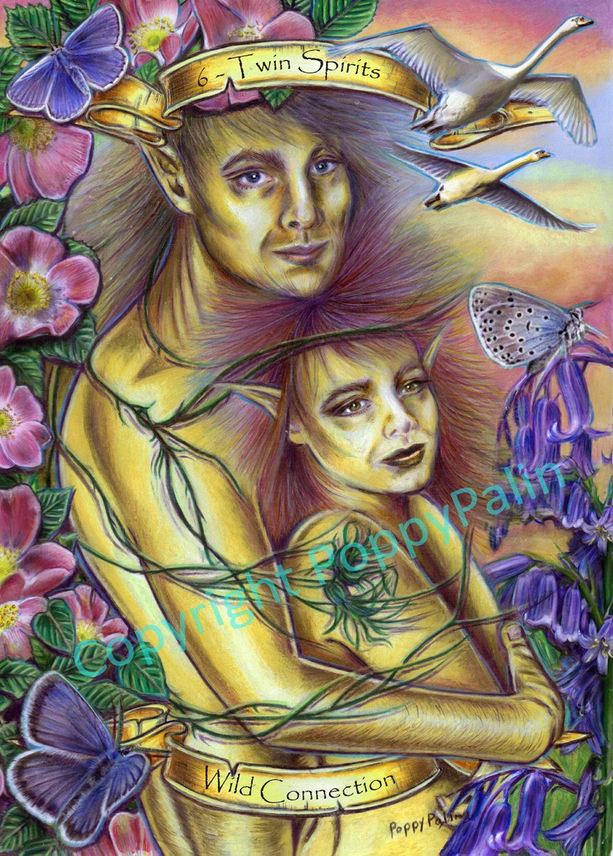 My new Wild Spirit Revamp of the Lovers card (formerly 'Soul Mates - Blessed Union', now 'Twin Spirits - Wild Connection') Videos youtu.be/QQcFMhQa7r0 and youtu.be/ccUm0upjJoc #WildSpiritTarot #EverydayEnchantmentTarot #PoppyPalin