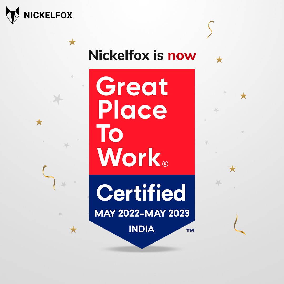 NickelfoxTech's tweet photo. Proud of being certified as a Great Place To Work in our very first attempt!  
We’re dedicated to creating the best workplace culture for our people.
 
@GPTW_India 

#TogetherWeWin #TogetherWeCelebrate #GreatPlaceToWork #DignifiedEmployment https://t.co/UEzwEpZp2k