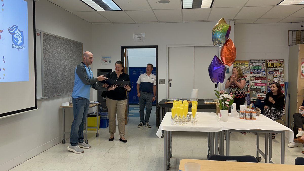DrJoyceKim's tweet photo. @KnightsofPHS SS/WL Division recognized @t_athans with a surprise presidential citation from @FrankCWorrell to recognize her leadership in developing a set of national curriculum standards for @apa. Congratulations, Tina! @District214 https://t.co/wHT4Us0i7A