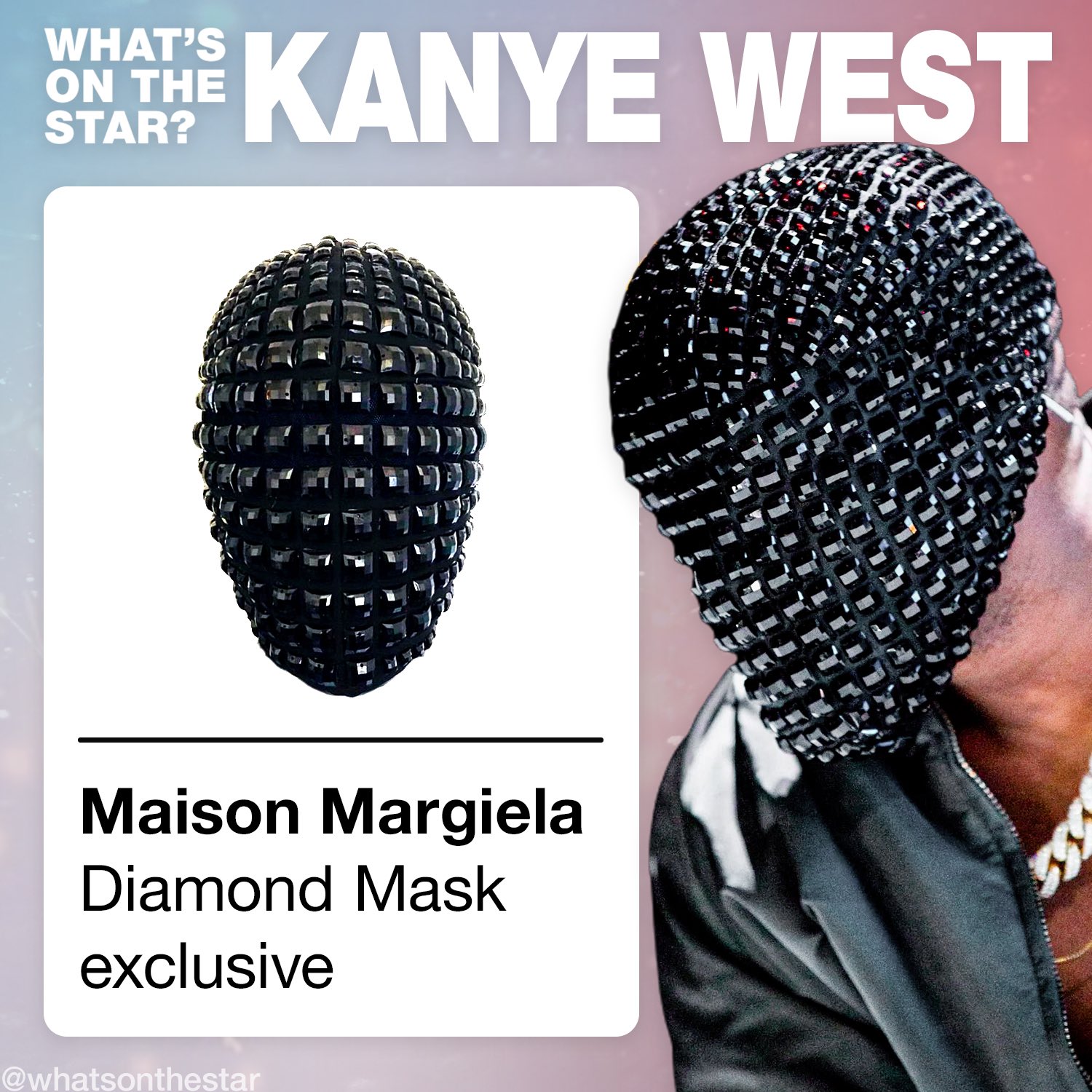 sweater Synslinie reparere WHAT'S ON THE STAR? on Twitter: "2014, Kanye West performing in a diamond  mask exclusively created by Maison Margiela for Yeezus tour 💽 #KanyeWest  #Yeezus #whatsonthestar https://t.co/Uy3JEkhaJe" / X