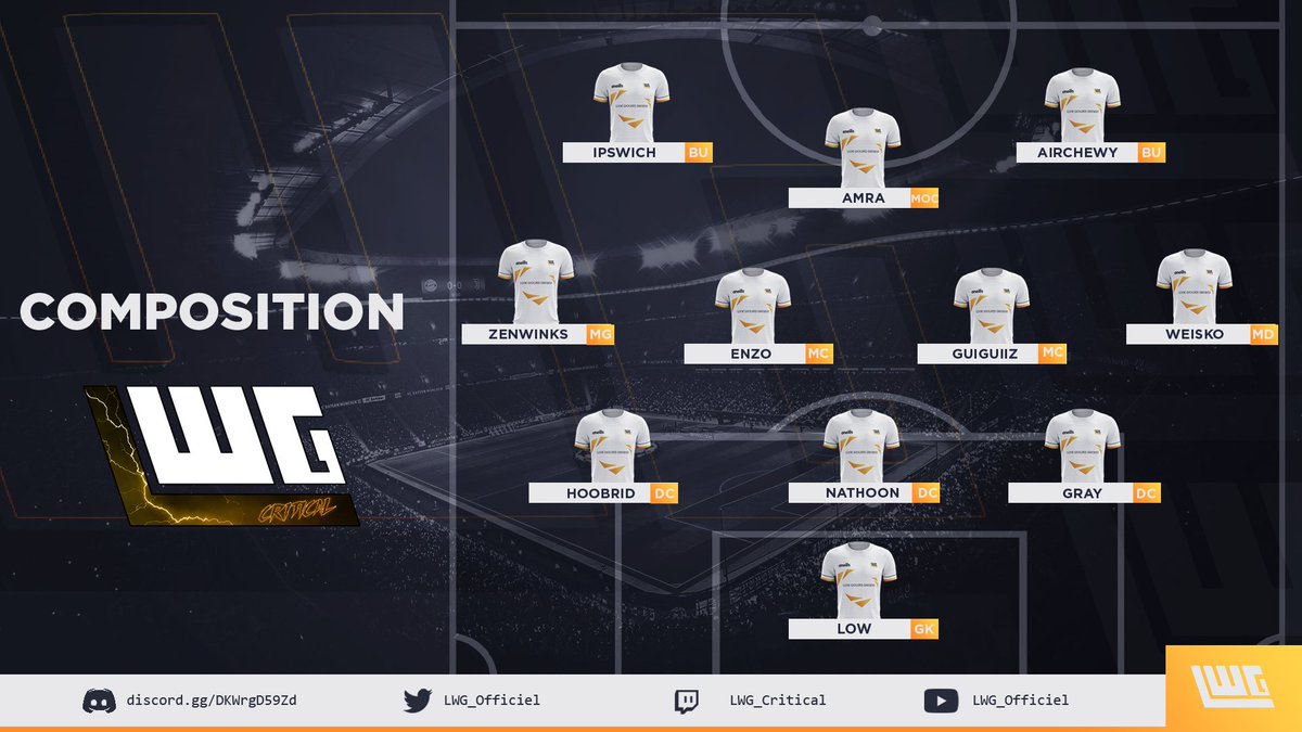 Capricarolesque's tweet photo. Voici le 1️⃣1️⃣  de départ de nos Critical pour le match d'aujourd'hui  ! ⚽

#LWG_Officiel #eSports #WeAreLWG https://t.co/7WnhTYVyqU