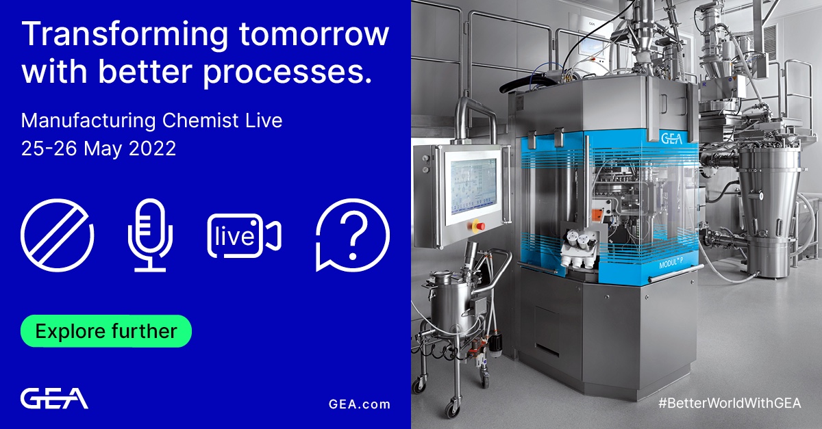 GEAPharma's tweet photo. You've discussed the theory of #goingconti with @ritchiesteins during the GEA’s #TalkingPharm chat show. Now, at #ManChemLIVE, you'll be able to see a #ConsiGma conti granulation and drying line in action via a live streamed feed. Get your ticket today! https://t.co/lx5JUE8ZJt https://t.co/W8kOxi7Ysn