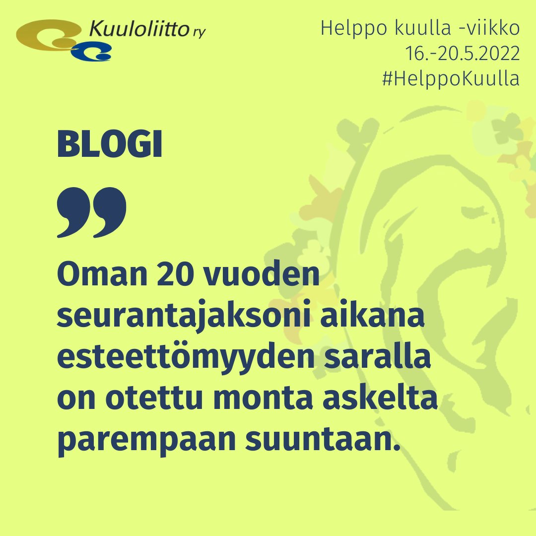 Kuuloliitto's tweet photo. Asiantuntijamme Jukan Helppo kuulla -blogisarjan viimeisessä osassa käydään kiinnostavasti läpi kuuntelun esteettömyyden kehitystä lainsäädännössä ja asenteissa. Linkki blogiin alla. 👇
 
https://t.co/Z7Pfqn1FMj

#HelppoKuulla https://t.co/lBz3j30AH5